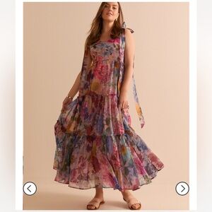 Francesca's Collections Alahna Tie Strap Floral Maxi Dress